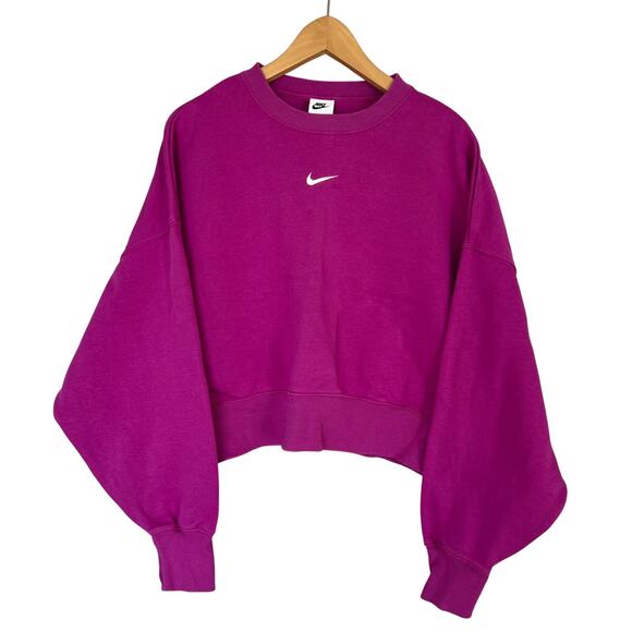 Nike Sportswear Phoenix Sweatshirt Women’s Sz M Fleece Oversized Cropped Purple - Picture 2 of 10